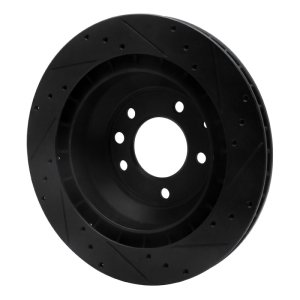 Porsche Cayenne Brake Rotor (1) - Rear Left - R1 Concepts - Drilled & Slotted - Black - `05-`18
